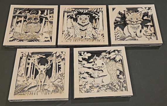 DIY Forest Animal Painting Kit: Layered Wood Art Project - 8x8 Art Gift