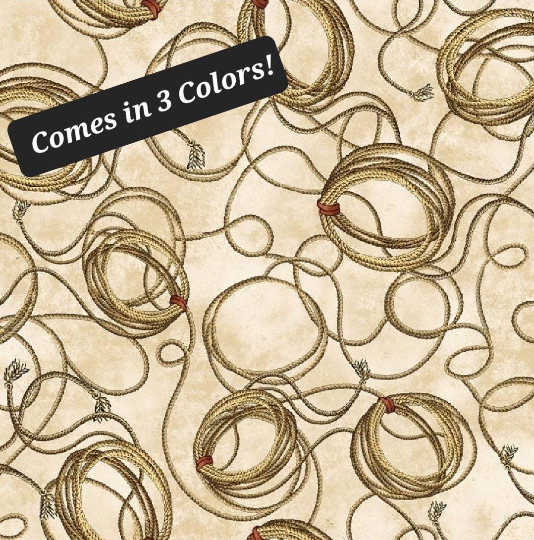 New! "Yellowstone" Cowboy Lasso, Lassos Fabric! 100% Cotton•1/4, 1/2, 1 yd x 43"! Kanvas Studio•Natural, Red, Black•Restocked! Fast Ship!