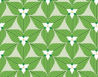 New! Charley Harper &quot;Michigan Audubon&quot; Trillium Flowers Poplin Fabric! 1/4, 1/2, or 1 yd x 44&quot;•100 % Organic Cotton! Fast Ship!