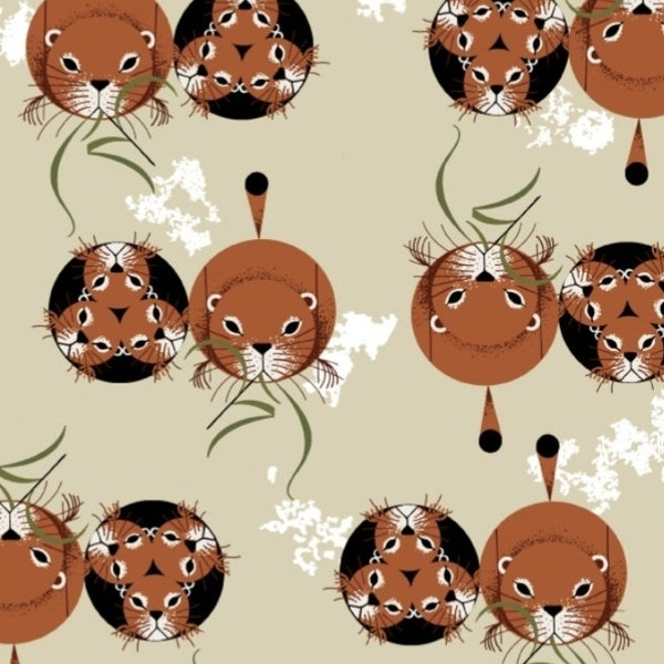 New! Charley Harper "Nurture Vol 3" Prarie Dogs Poplin Fabric 100% Org. Cotton! 1/4, 1/2, or 1 yd x 45"!•Ships June/July!