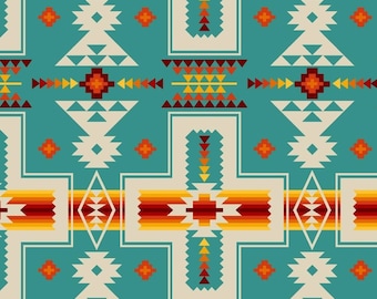 New! "Tucson" Southwest Cross, Native, Southwest Fabric! 100% Cotton. 1/4, 1/2, or 1yd x 44"! Gorgeous! Turqoise•Customer Fav! Fast Ship!