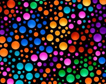 New! &quot;Carnivale&quot; Dots•Mardi-Gras Colored Dots Fabric! 100% Cotton. 1/4, 1/2, or 1 yd x 44&quot;! Striking Colors!Cust Fav!Lots in Stock!FastShip