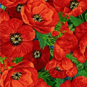 New! &quot;Poppy Dreams&quot; Large Poppy, Poppies, Floral, Flowers Fabric! 100% Cotton•16&quot; x 44&quot;! Vibrant! Timeless Treasures•Fast Ship! Last Piece!