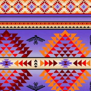 New! &quot;Tucson&quot; Southwest, Native Inspired Fabric! 100% Cotton•1/4, 1/2, 1 yd x 44&quot;! Purple/Multi Elizabeths Studio!Customer Fav•Fast Ship!