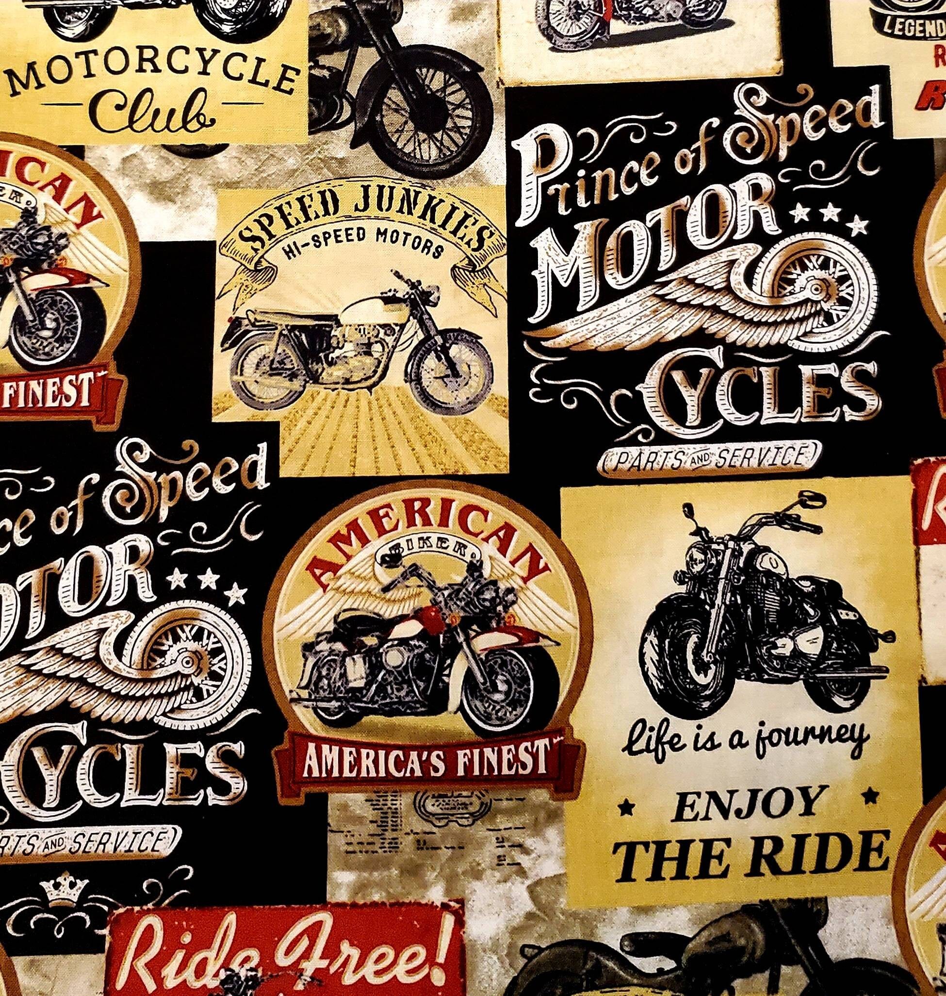 Motorcycle Riding Fabric 100% Cotton. 1/4 1/2 or 1 yd x | Etsy