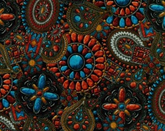 New! "Coral" Southwest, Precious Stone Fabric! 100% Cotton. 1/4, 1/2, or 1 yd x 44"! By Robert Kaufman•Customer Fav! Fast Ship!