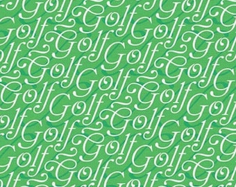 Neu! Golfstoff mit dem Schriftzug „Let's Go Golfing“! 100 % Baumwolle • 1/4, 1/2, 1 yd x 44 Zoll • Grün/Weiß • Von Paintbrush Studio! Schneller Versand!