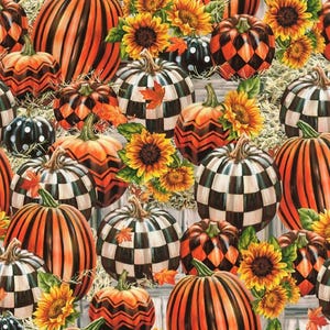 New! &quot;Bewitched&quot; Plaid and Stripe Pumpkins, Pumpkin, Fall Fabric! 100% Cotton! 1/4, 1/2, 1 yd x 45&quot;! Timeless Treasures•Gorgeous! Fast Ship!