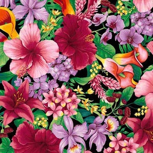 New! "Tropical Florals" Island Flowers, Floral, Flower Fabric! 100% Cotton•1/4, 1/2, or 1 yd x 45" Timeless Treasures~Lots In Stock!FastShip