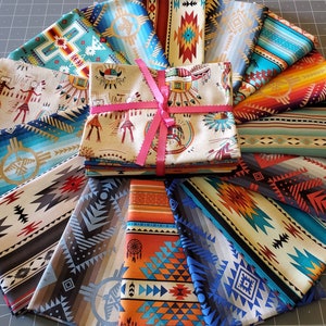 New Prints! &quot;Tucson&quot; Collection 6, 10, or 15 Pc! Southwest,Native Inspired Fat Quarter Fabric Bundle! 100% Cotton•FREE Ship w 10+ Pc•