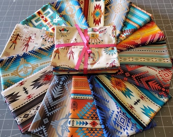 New Prints! "Tucson" Collection 6, 10, or 15 Pc! Southwest,Native Inspired Fat Quarter Fabric Bundle! 100% Cotton•FREE Ship w 10+ Pc•