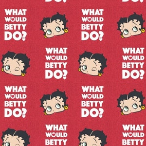 New! Betty Boop &quot;What Would Betty Do&quot; Fabric! 100% Cotton. 22.6&quot; x 44&quot;! Red/Black by Camelot Fabrics! Same Day Ship! Last Piece!