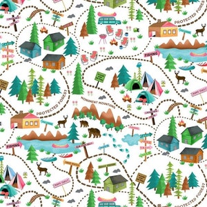 New! &quot;Under The Stars&quot; Camping, Outdoors Scenic Fabric! 100% Cotton.  1/4, 1/2, or 1 yd x 45&quot;! By Timeless Treasures! Same Day Ship! SALE!