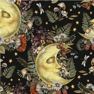 New! "The Sun, The Moon, and The Stars" Celestial Moon, Flower Fabric! 100% Cotton. 1/4, 1/2, 1yd x 45" Stunning, Cust Fav! Fast Ship!