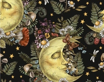 New! "The Sun, The Moon, and The Stars" Celestial Moons, Flower Fabric! 100% Cotton. 1/4, 1/2, 1yd x 45" Stunning, Cust Fav! Fast Ship!