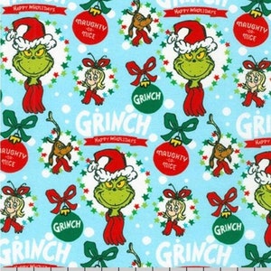 Neu! Der Grinch der Weihnachtsstoff stahl! 100% Baumwolle. 1/4, 1/2 oder 1 m x 111 cm! Blau/Rot/Grün•Robert Kaufman! Viele auf Lager!