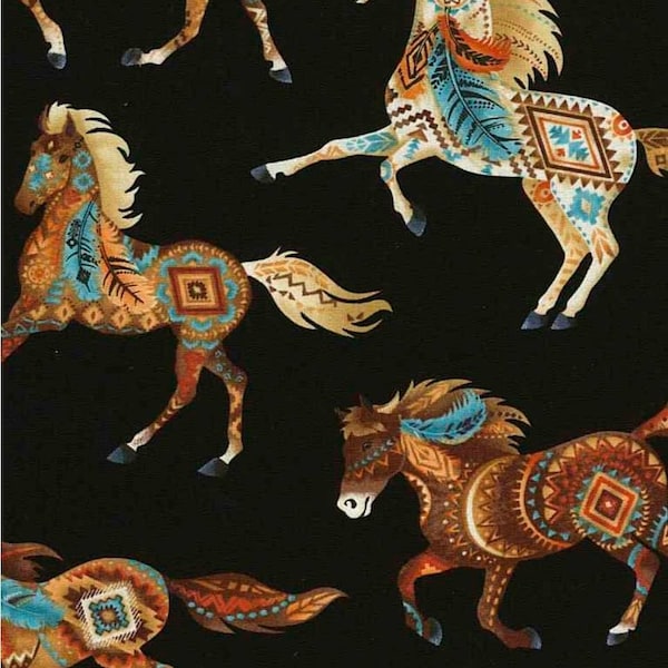Southwest Horses, Horse Fabric! 100% Cotton. 1/4, 1/2, or 1 yd x 44"! Gorgeous! By Timeless Treasures•Customer Fav•Lots in Stock! Fast Ship!