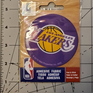 NBA Ad Fab, 3&quot; Adhesive Fabric Sticker. LA Lakers, Peel and Stick! Washable! So Cool! Fast, Same Day Ship! Great Gift Idea!
