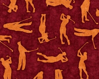 Neu! "Chip Shot" Golfen, Golfer Silhouette Stoff! 100% Baumwolle. 1/4, 1/2 oder 1 m x 112 cm! Mauve Tonal • Von Quilting Treasures!Super SCHNELLES Schiff!