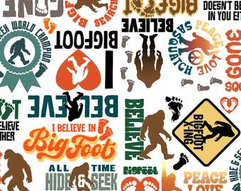 New! "Legendary Loner" I Believe In Bigfoot. Bigfoot Words Fabric! 100% Cotton•1/4, 1/2, 1 yd x 44"! White/Multi•By 3 Wishes! Fast Ship!