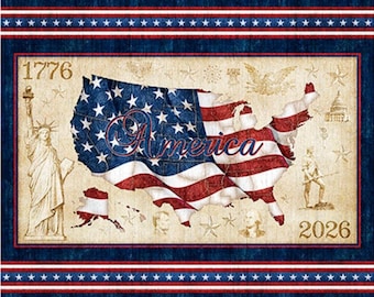 New! "1776" 250th Anniversary•1776 American Flag Fabric Panel! 100% Cotton•1 yd x 44"! By QT Fabrics! Fast Ship!