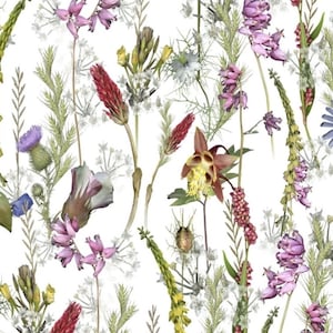 New! &quot;Tina&#39;s Wildflowers&quot; Wildflower Meadow, Floral, Flower Fabric! 100% Cotton•1/4, 1/2, 1yd x 44&quot;! Clothworks!•Cust Favorite! Fast Ship!