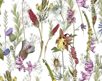 New! "Tina's Wildflowers" Wildflower Meadow, Floral, Flower Fabric! 100% Cotton•24"x 44"! Clothworks!•Cust Favorite! Fast Ship! Last Piece!