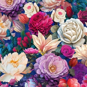 New! "Night Garden" Garden Flowers, Floral  Fabric! 100% Cotton. 1/4, 1/2, or 1 yd x 44"! •By Blank Quilting•Fast Ship!