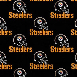 New! NFL, Pittsburgh Steelers Fabric! 100% Cotton. 1/4, 1/2, or 1 yd x 60&quot;! Awesome Licensed Print! Black•Same Day Ship! Running Low...