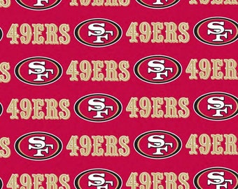 New! NFL, Football, San Francisco 49Ers Fabric! 100% Cotton•1/4, 1/2, or 1 yd x 58/60" Licensed Fabric! Scarlet Red/Gold Fast Ship!
