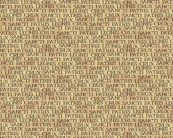 Nouveau ! Mots latins « Leo XIV », pape, religieux, catholique en tissu ! 100 % coton•1/4, 1/2, 1 yd x 44"•Or/marron•Par Paintbrush Studio ! Expédition rapide !
