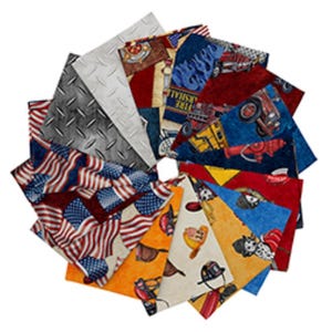 New! "American Heroes Firefighter" 15 Pc Fireman,Dalmations, Firetrucks Fat Quarter Fabric Bundle•100% Cotton•Dan Morris! Fast FREE Ship!