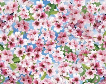 New! &quot;Cherry Hill &quot; Cherry Blossoms Floral, Flower Fabric! 100% Cotton. 15.2, or 11&quot; x 44&quot;! By Kanvas Studio! Customer Fav! Fast Ship!