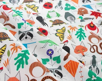 Nieuw! Charley Harper 'Iconic Vol 2' Small Space For All, dierlijke popeline 100% biologisch katoen! 1/4, 1/2, 1 x 45"! Klant favoriet! Snel verzonden!