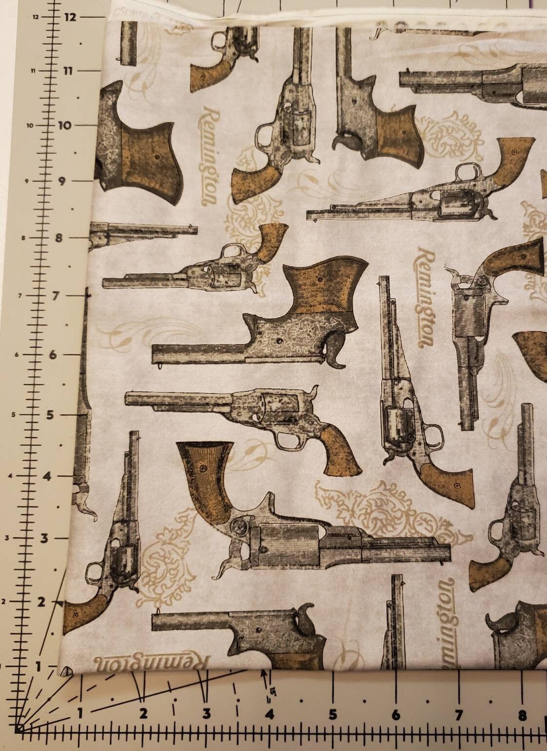 Remington Revolver Handgun Gun Fabric 100 Cotton. Hard to Etsy