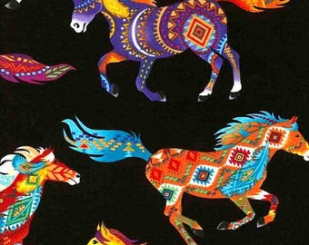 New! Bright Southwest Horse, Running Horses Fabric! 100% Cotton•1/4, 1/2, 1 yd x 44"! Gorgeous!Timeless Treasures•Customer Fav! Fast Ship!