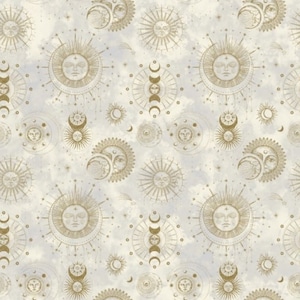 New! &quot;The Sun, The Moon, and The Stars&quot; Sun, Zodiac, Stars, Fabric! 100% Cotton. 11&quot;x 45&quot; Stunning! Cust Fav! Fast Ship! Last Piece!