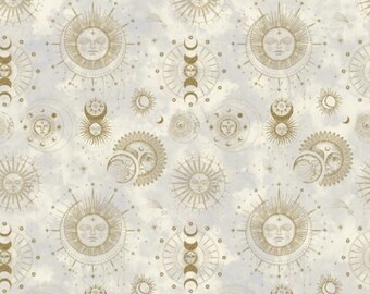 New the Sun, the Moon, and the Stars Sun, Moon Fabric 100% Cotton. 1/4