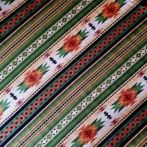 New! &quot;Tucson&quot; Southwest Blanket, Southwest Stripe Fabric! 100% Cotton. 1/4, 1/2, or 1 yd x 44&quot;! Green/Multi•Gorgeous! Fast Ship!