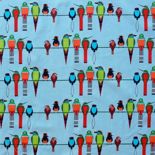 New! Charley Harper "Monteverde Habitat" Pretty Perched, Bird Fabric 100% Organic Cotton! 1/4, 1/2, or 1 yd x 44"! Customer Fav! Fast Ship!