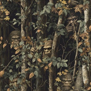 New! "Legendary Loner" Peekaboo Bigfoot Fabric!100% Cotton•1/4, 1/2, 1 yd x 44"!Blk/Multi•By 3 Wishes! Cust Favorite! Running Low.. image 2