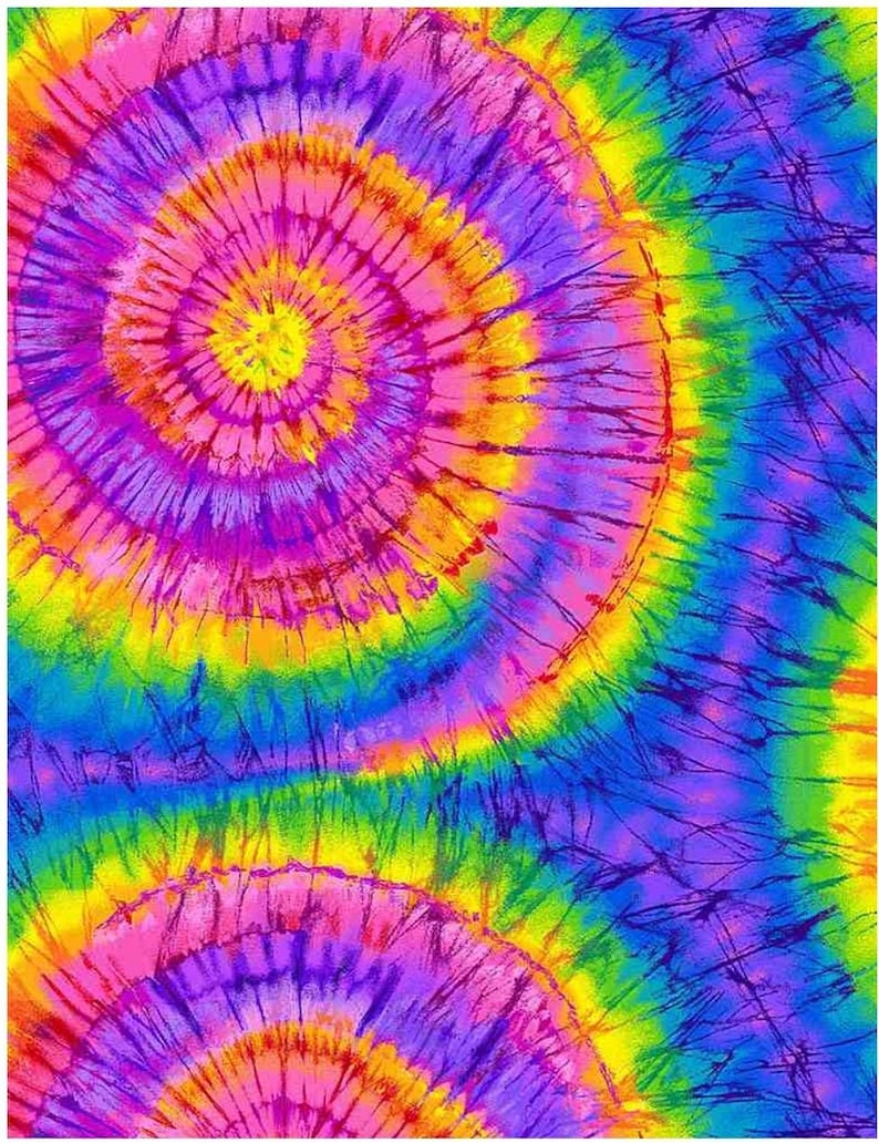 Pode incluir: Um padr&atilde;o tie-dye colorido com redemoinhos de rosa, amarelo, azul e verde.