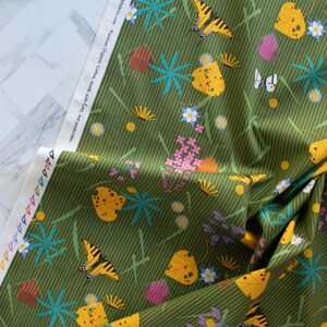 Neu! Charley Harper, Rocky Mountains, Bergblumen Stoff. 1/4, 1/2, 1 m x 111 cm aus 100% Bio-Baumwolle.
