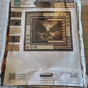 New! "1776" 250th Anniversary•Stars Around Fabric Quilt Kit! Eagles,Stars, Flags Wall Quilt Kit! 100% Cott•55"x48"-QT Fabrics!FREE Ship,June image 3