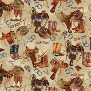 ¡Nuevo! Tela "Yellowstone" Western Ways, Cowboy Life. 100 % algodón. 1/4, 1/2 o 1 yarda x 43 pulgadas. De Kanvas Studio. ¡La favorita de los clientes! ¡Envío rápido!