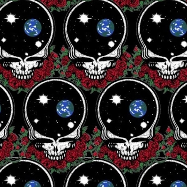 New! The Grateful Dead, Space Your Face Fabric! 100% Cotton. 1/4, 1/2, 1 yd x 44" Awesome Print! Same Day Ship! Restocked!