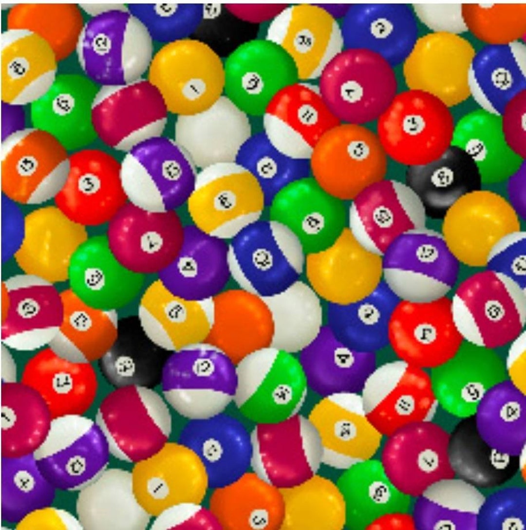 New Billiard Balls, Pool Ball Fabric 100 Cotton. 23 X 44. Beautiful, Colorful Fabric.same Day