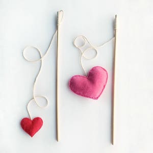 Rattling Cat Toy Teaser Wand Heart on a String Kitten Toy image 4