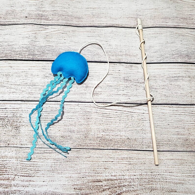 Jellyfish Cat Toy Teaser Wand With Organic Catnip Kitten Toy Etsy