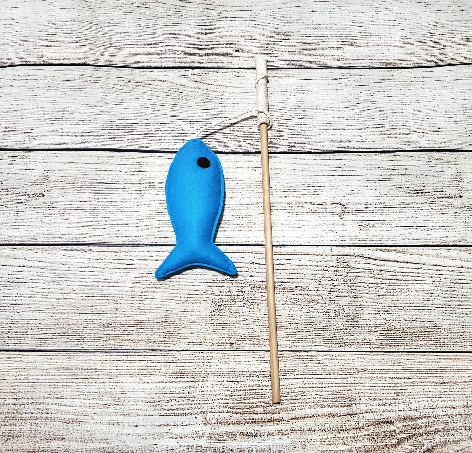 Fishing Rod Cat Toy Teaser Wand With Organic Catnip Kitten Etsy